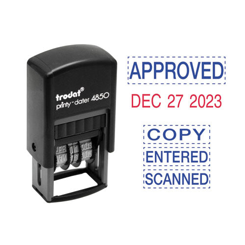 Trodat® wholesale. Economy 5-in-1 Micro Date Stamp, Self-inking, 0.75 X 1, Blue-red. HSD Wholesale: Janitorial Supplies, Breakroom Supplies, Office Supplies.