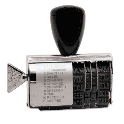 Identity Group wholesale. Rubber 11-message Dial-a-phrase Stamp, Dater, Conventional, 2 X 0.38. HSD Wholesale: Janitorial Supplies, Breakroom Supplies, Office Supplies.