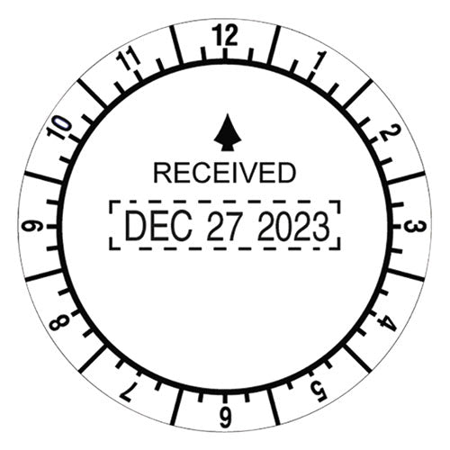 Trodat® wholesale. Trodat Round Stamp, Time And Date Received, Conventional, Two-inch Diameter. HSD Wholesale: Janitorial Supplies, Breakroom Supplies, Office Supplies.