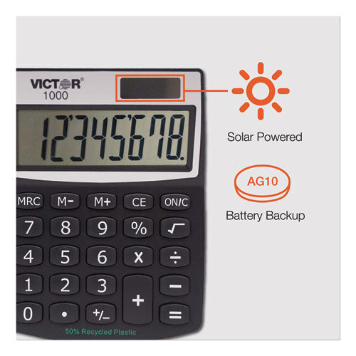 Victor® wholesale. 1000 Minidesk Calculator, Solar-battery, 8-digit Lcd. HSD Wholesale: Janitorial Supplies, Breakroom Supplies, Office Supplies.