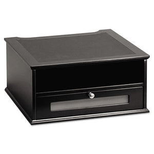 Victor® wholesale. Midnight Black Collection Monitor Riser, 13" X 13" X 6.5", Black, Supports 50 Lbs. HSD Wholesale: Janitorial Supplies, Breakroom Supplies, Office Supplies.