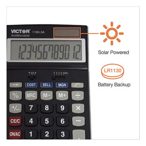 Victor® wholesale. 1180-3a Antimicrobial Desktop Calculator, 12-digit Lcd. HSD Wholesale: Janitorial Supplies, Breakroom Supplies, Office Supplies.