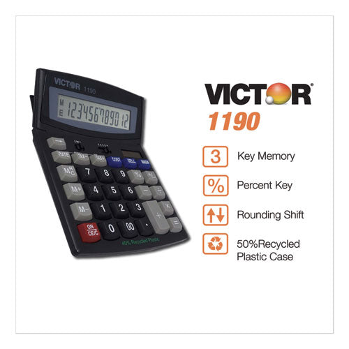 Victor® wholesale. 1190 Executive Desktop Calculator, 12-digit Lcd. HSD Wholesale: Janitorial Supplies, Breakroom Supplies, Office Supplies.
