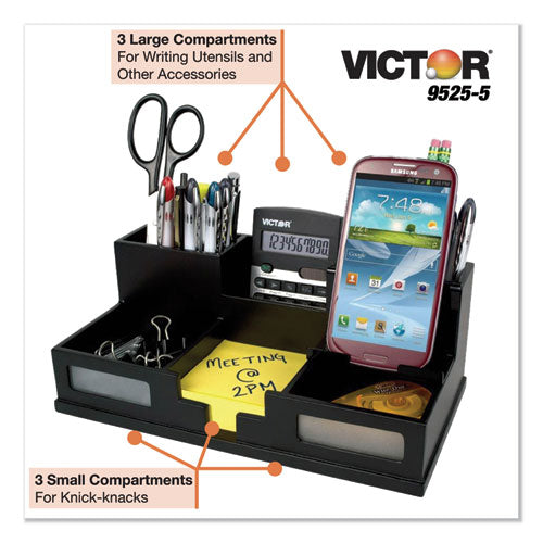 Victor® wholesale. Midnight Black Desk Organizer With Smartphone Holder, 10 1-2 X 5 1-2 X 4, Wood. HSD Wholesale: Janitorial Supplies, Breakroom Supplies, Office Supplies.