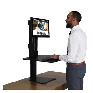 Victor® wholesale. High Rise Standing Desk Workstation, 28" X 23" X 10.5" To 15.5", Black. HSD Wholesale: Janitorial Supplies, Breakroom Supplies, Office Supplies.