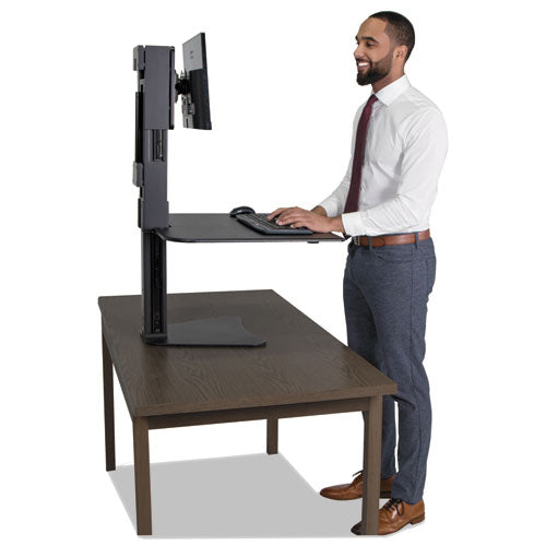 Victor® wholesale. High Rise Standing Desk Workstation, 28" X 23" X 10.5" To 15.5", Black. HSD Wholesale: Janitorial Supplies, Breakroom Supplies, Office Supplies.