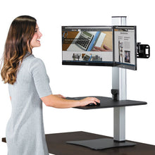 Load image into Gallery viewer, Victor® wholesale. High Rise Electric Dual Monitor Standing Desk Workstation, 28&quot; X 23&quot; X 20.25&quot;, Black-aluminum. HSD Wholesale: Janitorial Supplies, Breakroom Supplies, Office Supplies.