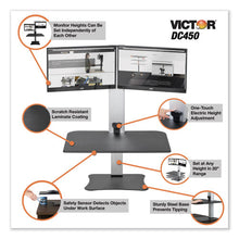 Load image into Gallery viewer, Victor® wholesale. High Rise Electric Dual Monitor Standing Desk Workstation, 28&quot; X 23&quot; X 20.25&quot;, Black-aluminum. HSD Wholesale: Janitorial Supplies, Breakroom Supplies, Office Supplies.