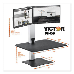 Victor® wholesale. High Rise Electric Dual Monitor Standing Desk Workstation, 28" X 23" X 20.25", Black-aluminum. HSD Wholesale: Janitorial Supplies, Breakroom Supplies, Office Supplies.