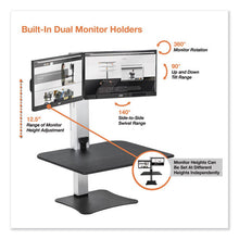 Load image into Gallery viewer, Victor® wholesale. High Rise Electric Dual Monitor Standing Desk Workstation, 28&quot; X 23&quot; X 20.25&quot;, Black-aluminum. HSD Wholesale: Janitorial Supplies, Breakroom Supplies, Office Supplies.