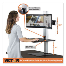 Load image into Gallery viewer, Victor® wholesale. High Rise Electric Dual Monitor Standing Desk Workstation, 28&quot; X 23&quot; X 20.25&quot;, Black-aluminum. HSD Wholesale: Janitorial Supplies, Breakroom Supplies, Office Supplies.