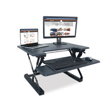 Load image into Gallery viewer, Victor® wholesale. High Rise Height Adjustable Standing Desk With Keyboard Tray, 31&quot; X 31.25&quot; X 5.25&quot; To 20&quot;, Gray-black. HSD Wholesale: Janitorial Supplies, Breakroom Supplies, Office Supplies.