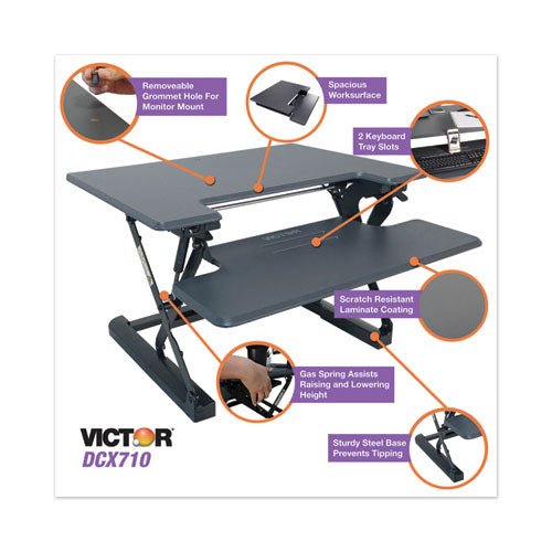 Victor® wholesale. High Rise Height Adjustable Standing Desk With Keyboard Tray, 31" X 31.25" X 5.25" To 20", Gray-black. HSD Wholesale: Janitorial Supplies, Breakroom Supplies, Office Supplies.