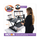 Victor® wholesale. High Rise Height Adjustable Standing Desk With Keyboard Tray, 36" X 31.25" X 5.25" To 20", Gray-black. HSD Wholesale: Janitorial Supplies, Breakroom Supplies, Office Supplies.