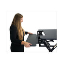 Victor® wholesale. High Rise Height Adjustable Standing Desk With Keyboard Tray, 36" X 31.25" X 5.25" To 20", Gray-black. HSD Wholesale: Janitorial Supplies, Breakroom Supplies, Office Supplies.