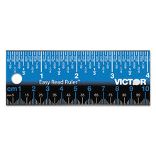 Load image into Gallery viewer, Victor® wholesale. Easy Read Stainless Steel Ruler, Standard-metric, 12&quot;, Blue. HSD Wholesale: Janitorial Supplies, Breakroom Supplies, Office Supplies.