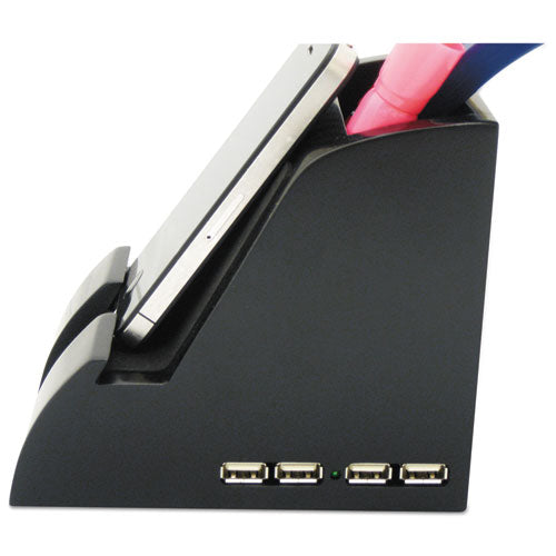 Victor® wholesale. Smart Charge Pencil Cup With Usb Charging Hub, Black. HSD Wholesale: Janitorial Supplies, Breakroom Supplies, Office Supplies.