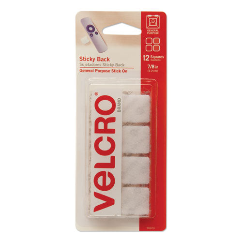 VELCRO® Brand wholesale. Sticky-back Fasteners, Removable Adhesive, 0.88" X 0.88", White, 12-pack. HSD Wholesale: Janitorial Supplies, Breakroom Supplies, Office Supplies.