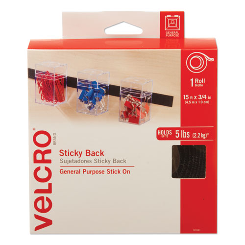VELCRO® Brand wholesale. Sticky-back Fasteners With Dispenser, Removable Adhesive, 0.75" X 15 Ft, Black. HSD Wholesale: Janitorial Supplies, Breakroom Supplies, Office Supplies.