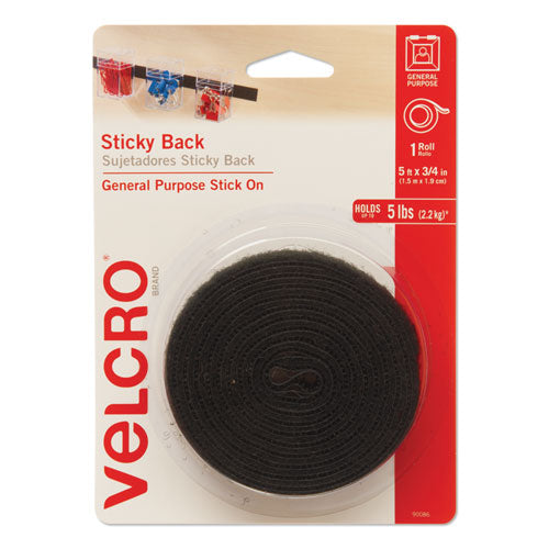 VELCRO® Brand wholesale. Sticky-back Fasteners With Dispenser, Removable Adhesive, 0.75" X 5 Ft, Black. HSD Wholesale: Janitorial Supplies, Breakroom Supplies, Office Supplies.