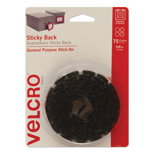 VELCRO® Brand wholesale. Sticky-back Fasteners, Removable Adhesive, 0.63" Dia, Black, 75-pack. HSD Wholesale: Janitorial Supplies, Breakroom Supplies, Office Supplies.