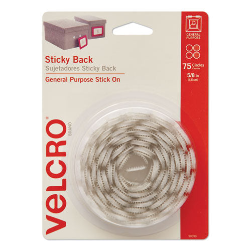 VELCRO® Brand wholesale. Sticky-back Fasteners, Removable Adhesive, 0.63" Dia, White, 75-pack. HSD Wholesale: Janitorial Supplies, Breakroom Supplies, Office Supplies.