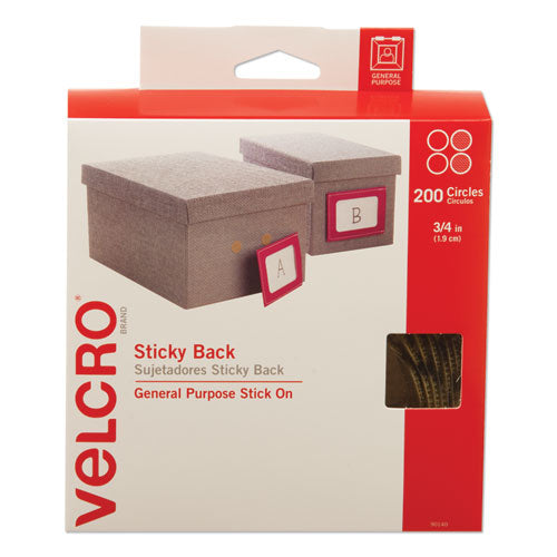 VELCRO® Brand wholesale. Sticky-back Fasteners With Dispenser Box, Removable Adhesive, 0.75" Dia, Beige, 200-roll. HSD Wholesale: Janitorial Supplies, Breakroom Supplies, Office Supplies.