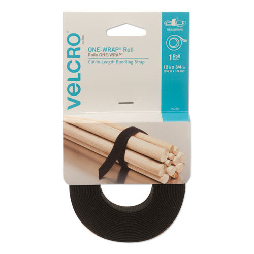VELCRO® Brand wholesale. One-wrap Pre-cut Standard Ties, 0.75" X 12", Black. HSD Wholesale: Janitorial Supplies, Breakroom Supplies, Office Supplies.