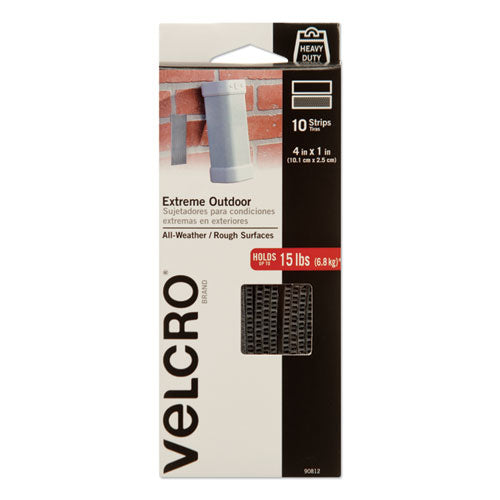 VELCRO® Brand wholesale. Heavy-duty Fasteners, Extreme Outdoor Performance. 1" X 4", Titanium, 10-pack. HSD Wholesale: Janitorial Supplies, Breakroom Supplies, Office Supplies.