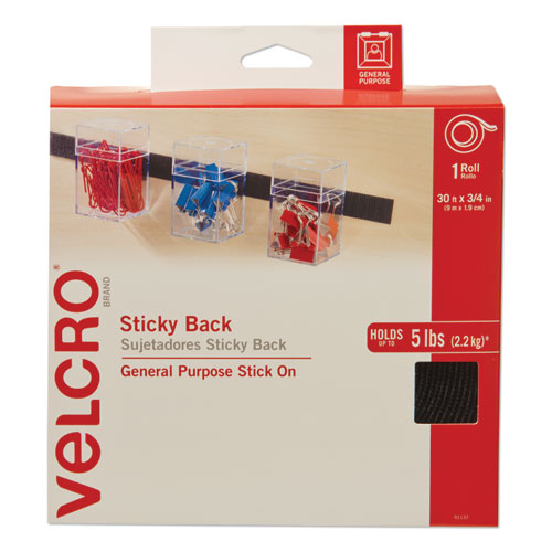 VELCRO® Brand wholesale. Sticky-back Fasteners, Removable Adhesive, 0.75" X 30 Ft, Black. HSD Wholesale: Janitorial Supplies, Breakroom Supplies, Office Supplies.