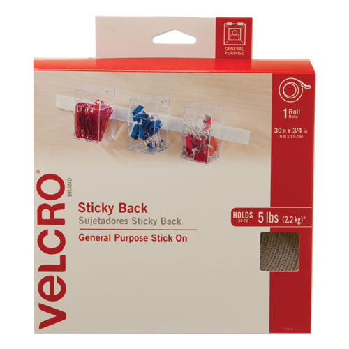 VELCRO® Brand wholesale. Sticky-back Fasteners, Removable Adhesive, 0.75" X 30 Ft, White. HSD Wholesale: Janitorial Supplies, Breakroom Supplies, Office Supplies.