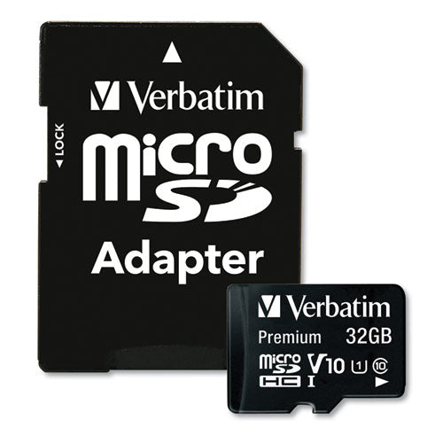 Verbatim® wholesale. 32gb Premium Microsdhc Memory Card With Adapter, Up To 90mb-s Read Speed. HSD Wholesale: Janitorial Supplies, Breakroom Supplies, Office Supplies.