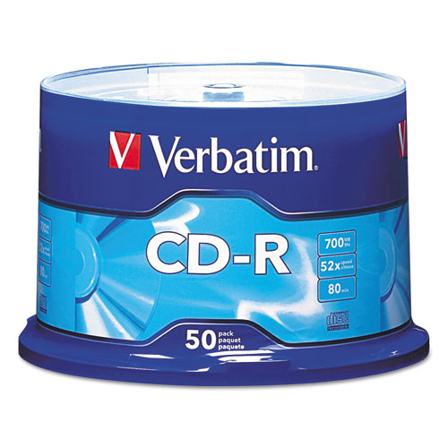 Verbatim® wholesale. Cd-r Discs, 700mb-80min, 52x, Spindle, Silver, 50-pack. HSD Wholesale: Janitorial Supplies, Breakroom Supplies, Office Supplies.