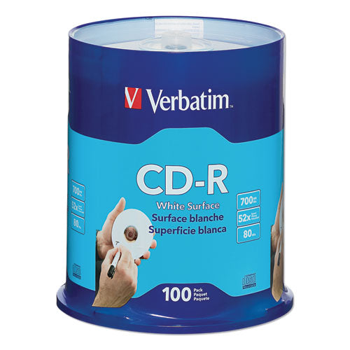 Verbatim® wholesale. Cd-r Discs, 700mb-80min, 52x, Spindle, White, 100-pack. HSD Wholesale: Janitorial Supplies, Breakroom Supplies, Office Supplies.