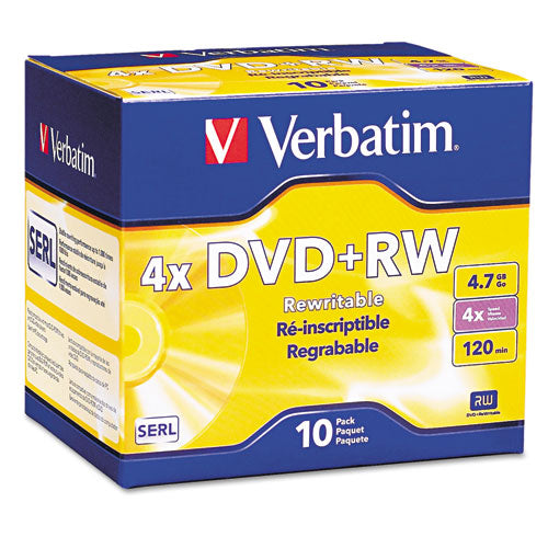 Verbatim® wholesale. Dvd+rw Discs, 4.7gb, 4x, W-slim Jewel Cases, Pearl, 10-pack. HSD Wholesale: Janitorial Supplies, Breakroom Supplies, Office Supplies.