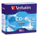 Verbatim® wholesale. Cd-r Discs, 700mb-80min, 52x, W-slim Jewel Cases, Silver, 10-pack. HSD Wholesale: Janitorial Supplies, Breakroom Supplies, Office Supplies.