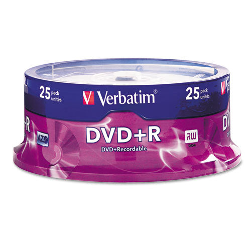 Verbatim® wholesale. Dvd+r Discs, 4.7gb, 16x, Spindle, Silver, 25-pack. HSD Wholesale: Janitorial Supplies, Breakroom Supplies, Office Supplies.