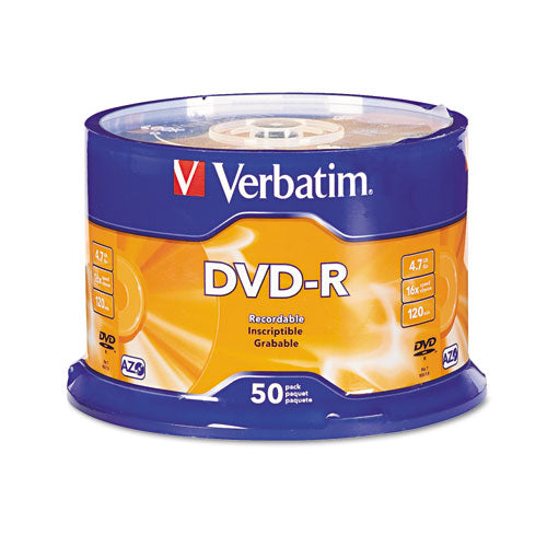 Verbatim® wholesale. Dvd-r Discs, 4.7gb, 16x, Spindle, Silver, 50-pack. HSD Wholesale: Janitorial Supplies, Breakroom Supplies, Office Supplies.
