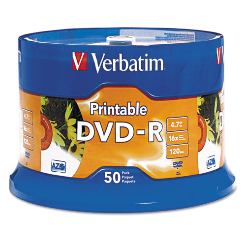 Verbatim® wholesale. Dvd-r Disc, 4.7 Gb, 16x, White, 50-pk. HSD Wholesale: Janitorial Supplies, Breakroom Supplies, Office Supplies.