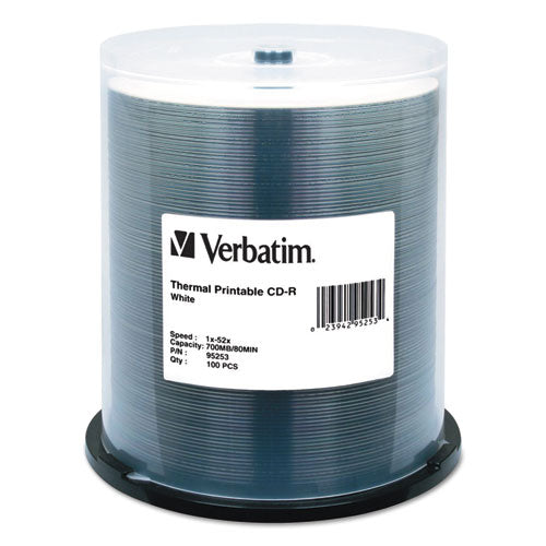 Verbatim® wholesale. Cd-r Discs, Printable, 700mb-80min, 52x, Spindle, White, 100-pack. HSD Wholesale: Janitorial Supplies, Breakroom Supplies, Office Supplies.
