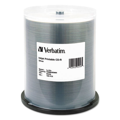 Verbatim® wholesale. Cd-r, 700mb, 52x, Silver Inkjet Printable, 100-pk Spindle. HSD Wholesale: Janitorial Supplies, Breakroom Supplies, Office Supplies.