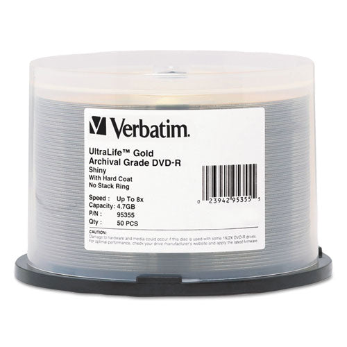 Verbatim® wholesale. Ultralife Gold Archival Grade W-branded Surface Dvd-r, 4.7gb-16x, 50-pk Spindle. HSD Wholesale: Janitorial Supplies, Breakroom Supplies, Office Supplies.