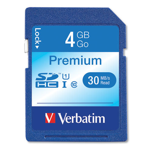 Verbatim® wholesale. 4gb Premium Sdhc Memory Card, Uhs-i U1 Class 10, Up To 30mb-s Read Speed. HSD Wholesale: Janitorial Supplies, Breakroom Supplies, Office Supplies.