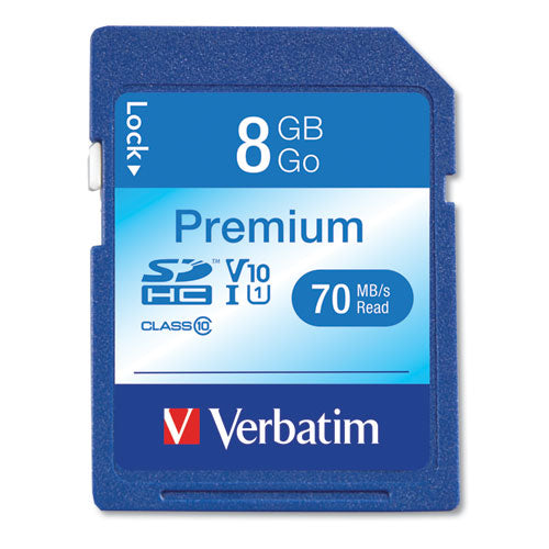 Verbatim® wholesale. 8gb Premium Sdhc Memory Card, Uhs-1 V10 U1 Class 10, Up To 70mb-s Read Speed. HSD Wholesale: Janitorial Supplies, Breakroom Supplies, Office Supplies.