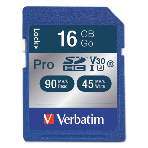 Verbatim® wholesale. 16gb Pro 600x Sdhc Memory Card, Uhs-i V30 U3 Class 10. HSD Wholesale: Janitorial Supplies, Breakroom Supplies, Office Supplies.