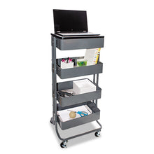 Load image into Gallery viewer, Vertiflex® wholesale. Adjustable Multi-use Storage Cart And Stand-up Workstation, 15.25&quot; X 11&quot; X 18.5&quot; To 39&quot;, Gray. HSD Wholesale: Janitorial Supplies, Breakroom Supplies, Office Supplies.