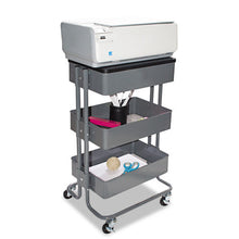 Load image into Gallery viewer, Vertiflex® wholesale. Adjustable Multi-use Storage Cart And Stand-up Workstation, 15.25&quot; X 11&quot; X 18.5&quot; To 39&quot;, Gray. HSD Wholesale: Janitorial Supplies, Breakroom Supplies, Office Supplies.