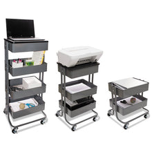 Load image into Gallery viewer, Vertiflex® wholesale. Adjustable Multi-use Storage Cart And Stand-up Workstation, 15.25&quot; X 11&quot; X 18.5&quot; To 39&quot;, Gray. HSD Wholesale: Janitorial Supplies, Breakroom Supplies, Office Supplies.