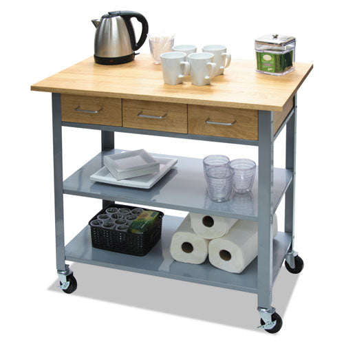 Vertiflex® wholesale. Countertop Serving Cart, 35.5w X 19.75d X 34.25h, Silver-brown. HSD Wholesale: Janitorial Supplies, Breakroom Supplies, Office Supplies.