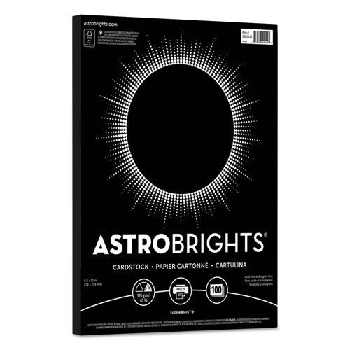 Astrobrights® wholesale. Color Cardstock, 65 Lb, 8.5 X 11, Eclipse Black, 100-pack. HSD Wholesale: Janitorial Supplies, Breakroom Supplies, Office Supplies.